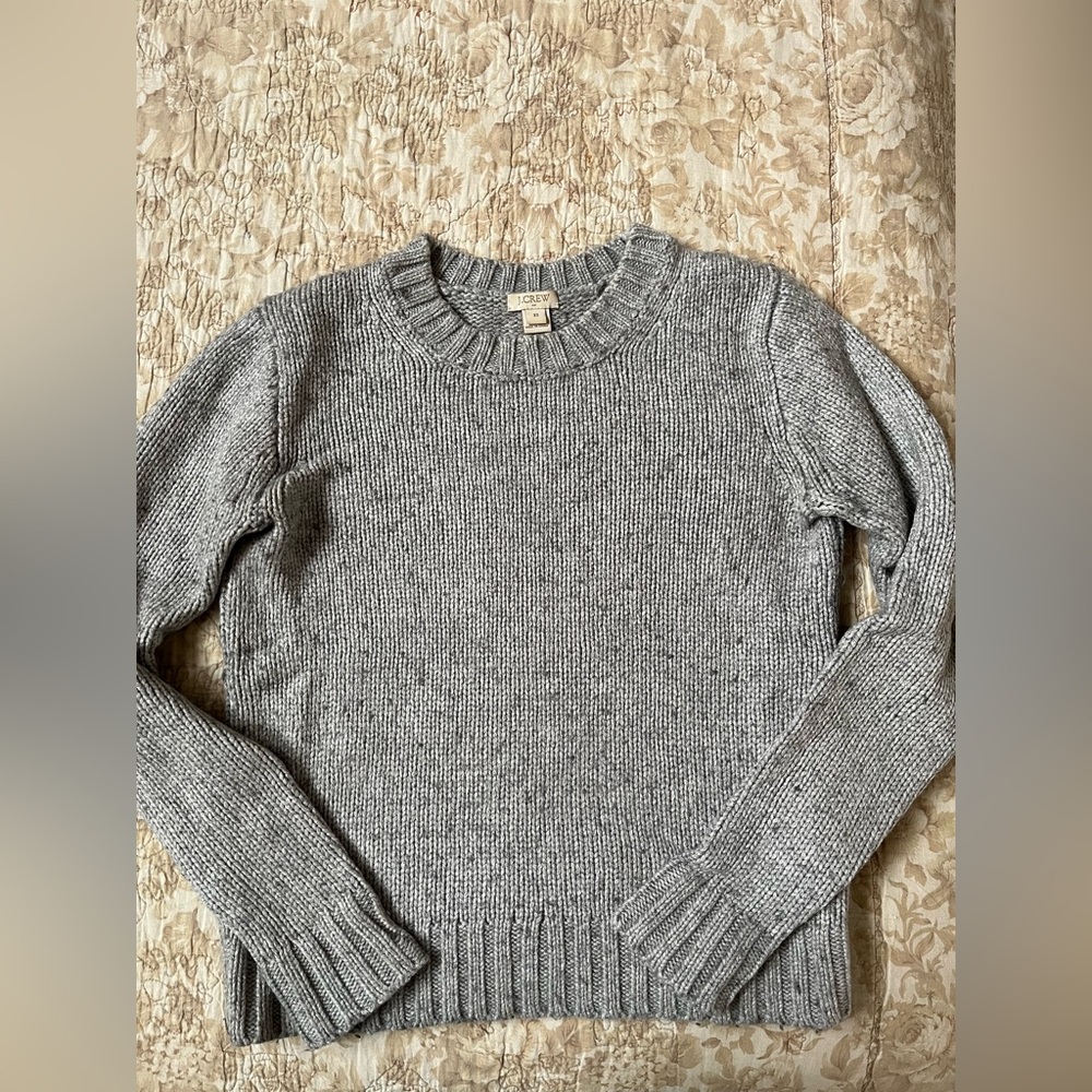 J Crew crewneck wool sweater, size xs, grey